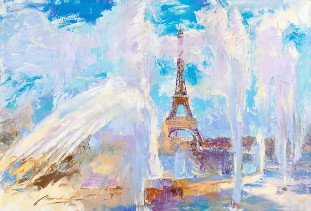 My Love Letter to Paris 001 by Sergei Moskalev - Original oil painting of Parisian cityscape