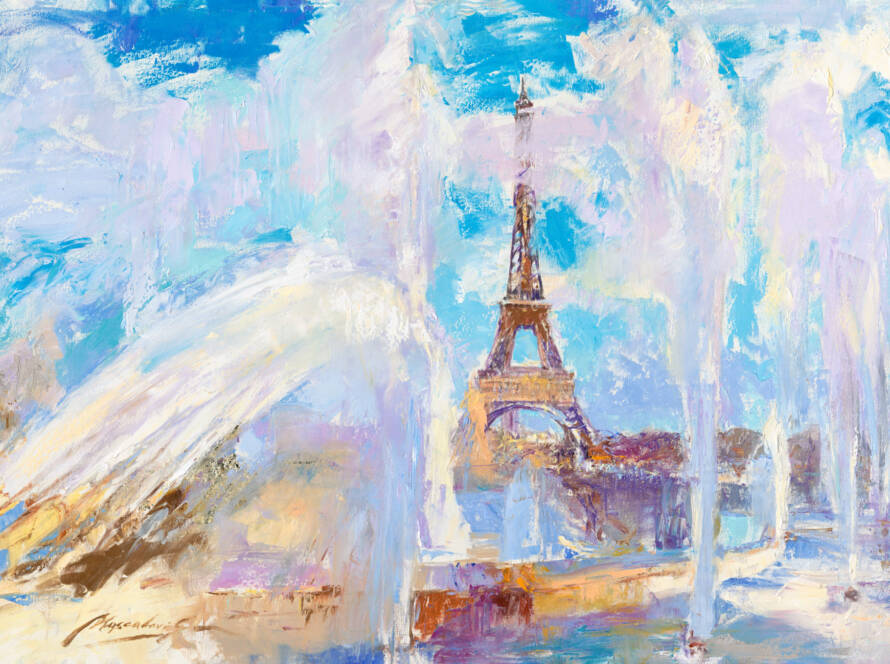 My Love Letter to Paris 001 by Sergei Moskalev - Original oil painting of Parisian cityscape