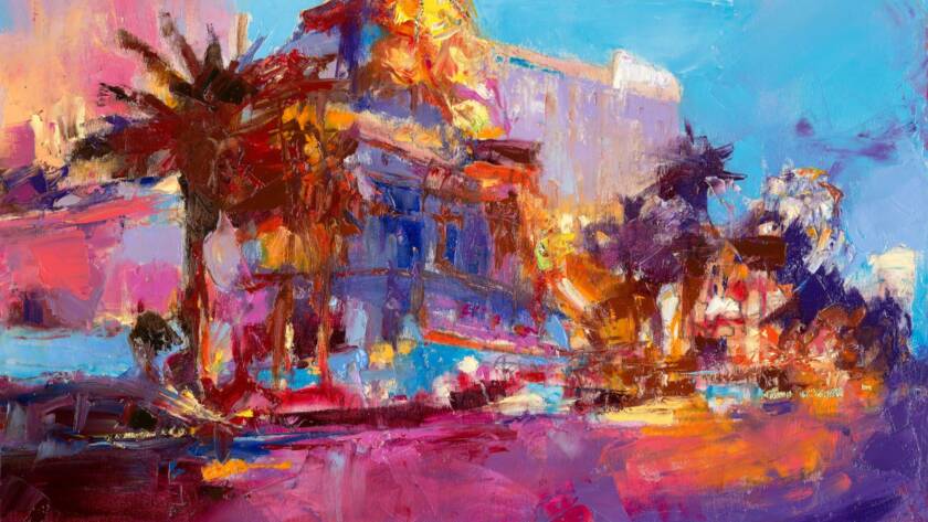 My Love Letter to Las Vegas 001 by Sergei Moskalev - Oil and Gold Leaf on Canvas
