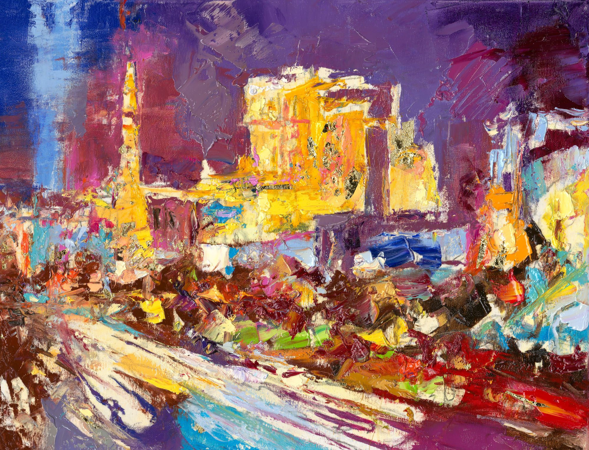 My Love Letter to Las Vegas 003 by Sergei Moskalev - Oil and Gold Leaf on Canvas