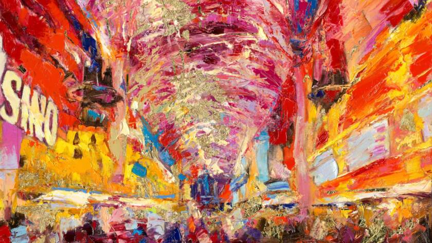 My Love Letter to Las Vegas 004 by Sergei Moskalev - Oil and Gold Leaf on Canvas
