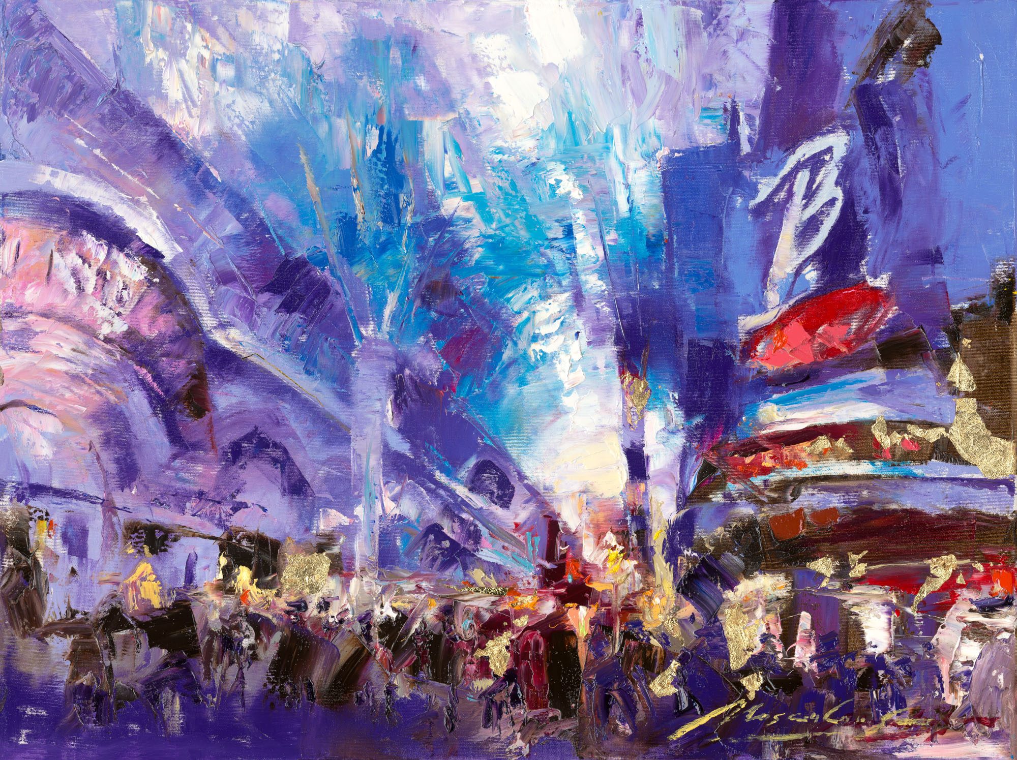 My Love Letter to Las Vegas 005 by Sergei Moskalev - Oil and Gold Leaf on Canvas