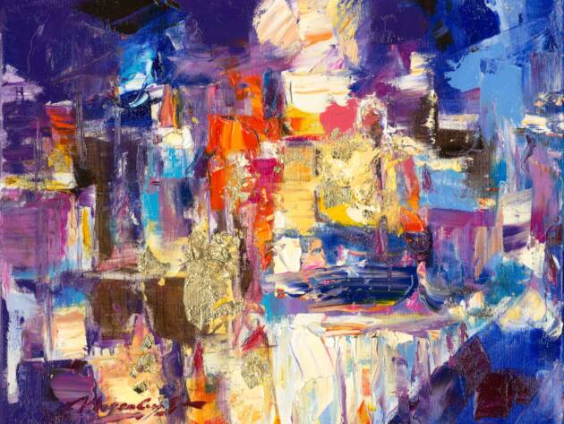 My Love Letter to Las Vegas 007 by Sergei Moskalev - Oil and Gold Leaf on Canvas