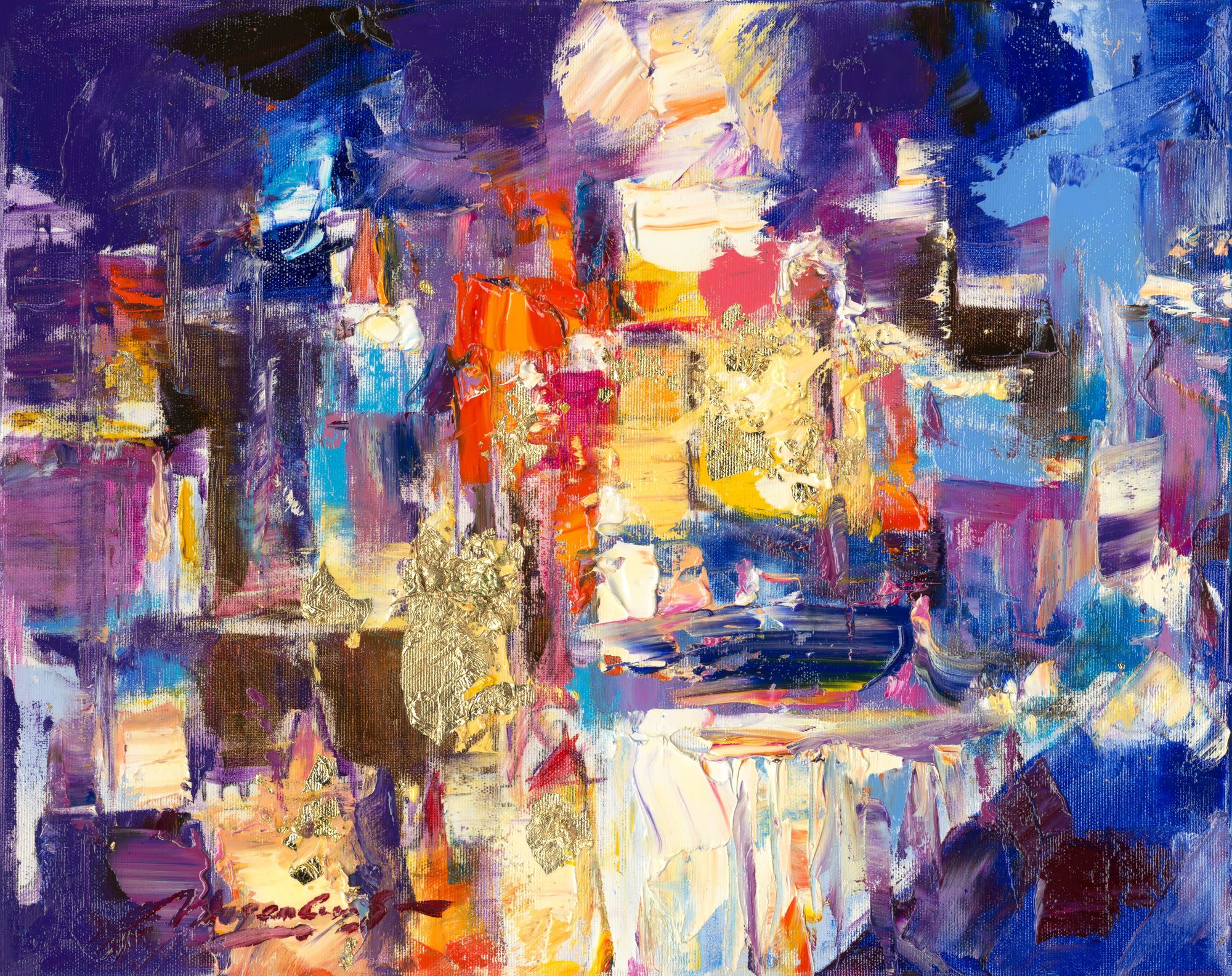 My Love Letter to Las Vegas 007 by Sergei Moskalev - Oil and Gold Leaf on Canvas