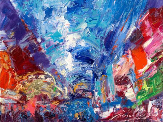 My Love Letter to Las Vegas 009 by Sergei Moskalev - Oil and Gold Leaf on Canvas