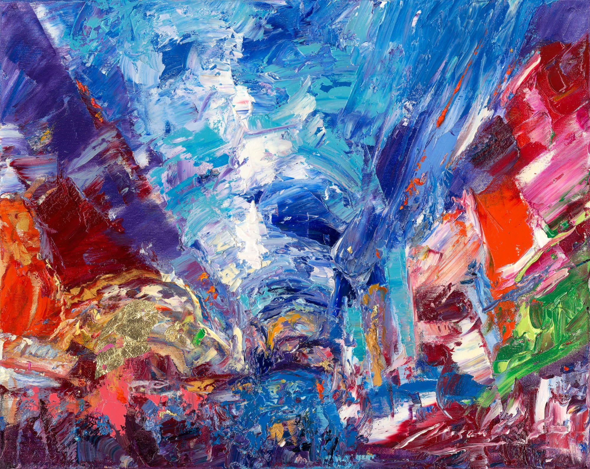 My Love Letter to Las Vegas 009 by Sergei Moskalev - Oil and Gold Leaf on Canvas