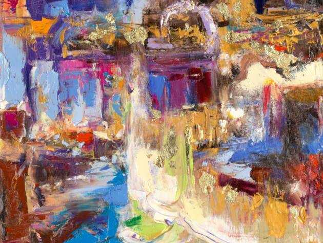My Love Letter to Las Vegas 010 by Sergei Moskalev - Oil and Gold Leaf on Canvas