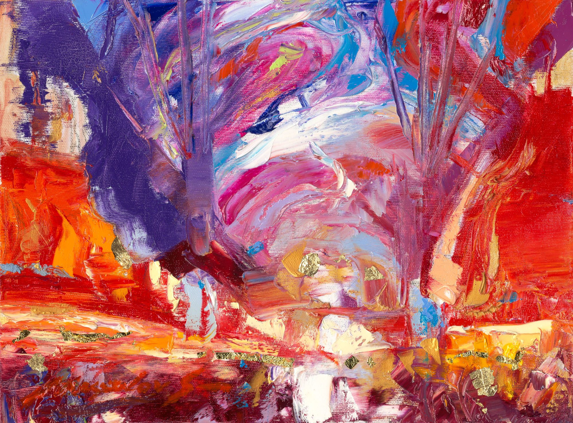 My Love Letter to Las Vegas 011 by Sergei Moskalev - Oil and Gold Leaf on Canvas