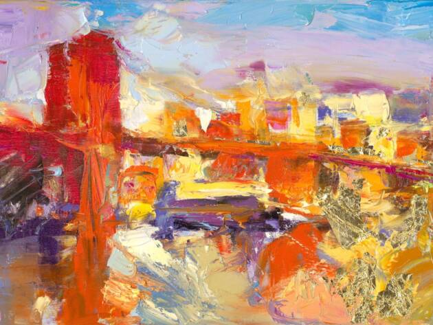 My Love Letter to New York 001 by Sergei Moskalev - Oil and Gold Leaf on Canvas