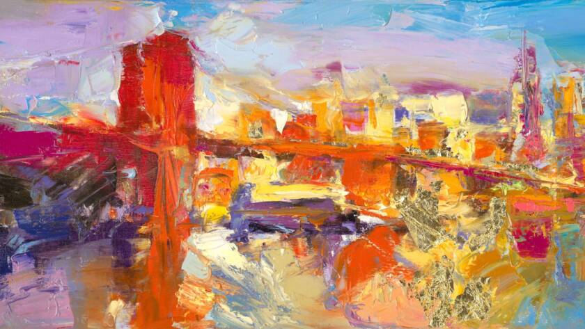 My Love Letter to New York 001 by Sergei Moskalev - Oil and Gold Leaf on Canvas