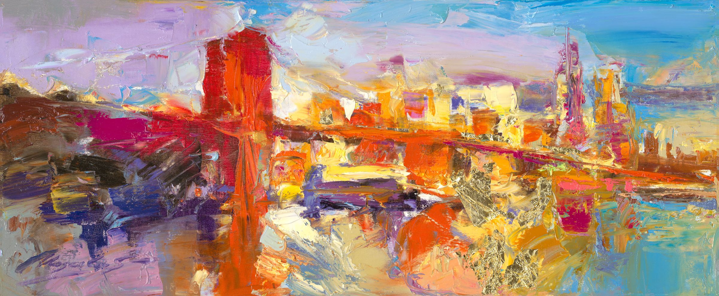 My Love Letter to New York 001 by Sergei Moskalev - Oil and Gold Leaf on Canvas