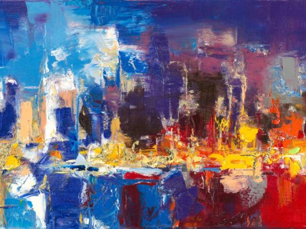 My Love Letter to New York 002 by Sergei Moskalev - Oil and Gold Leaf on Canvas