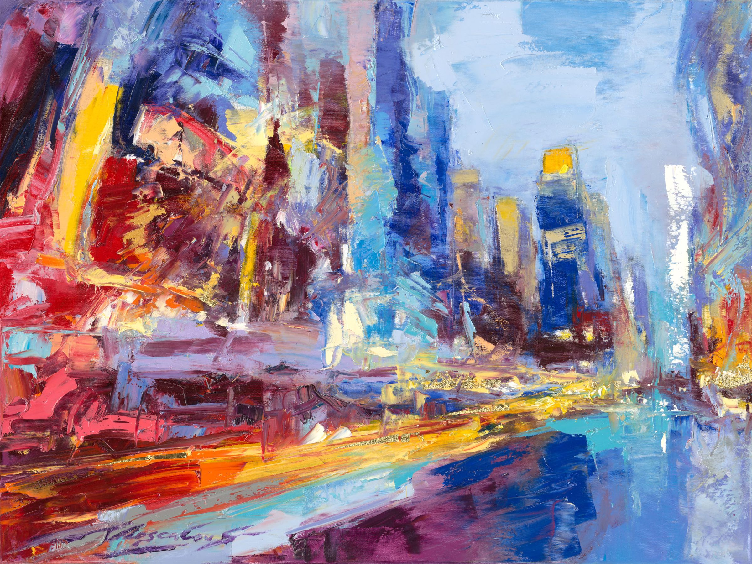 My Love Letter to New York 004 by Sergei Moskalev - Oil and Gold Leaf on Canvas