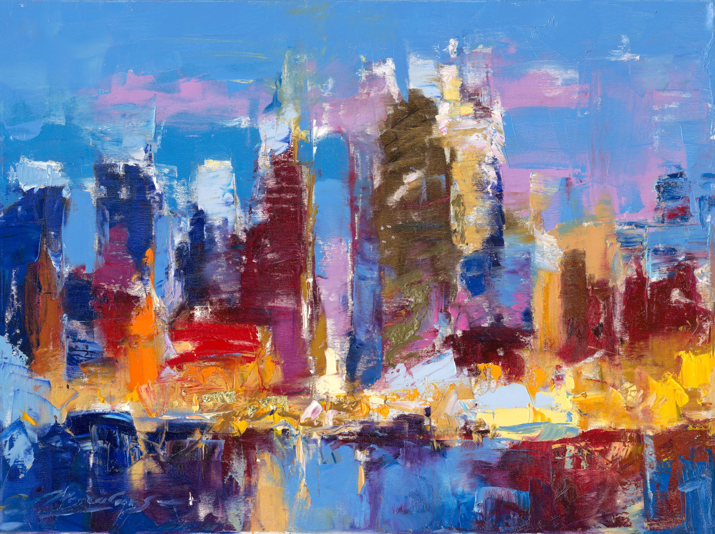 My Love Letter to New York 005 by Sergei Moskalev - Oil and Gold Leaf on Canvas