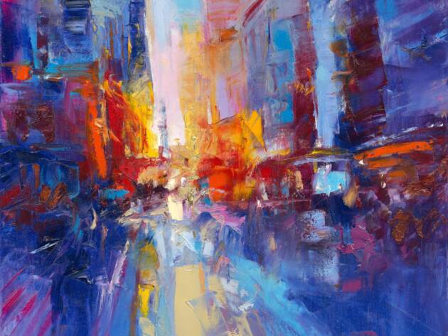 My Love Letter to New York 006 by Sergei Moskalev - Oil and Gold Leaf on Canvas