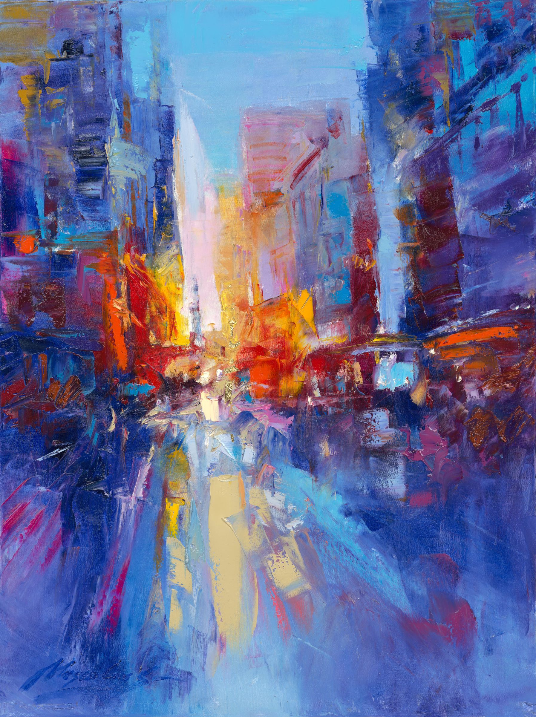 My Love Letter to New York 006 by Sergei Moskalev - Oil and Gold Leaf on Canvas
