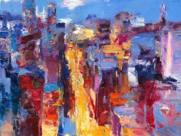 My Love Letter to New York 007 by Sergei Moskalev - Oil and Gold Leaf on Canvas