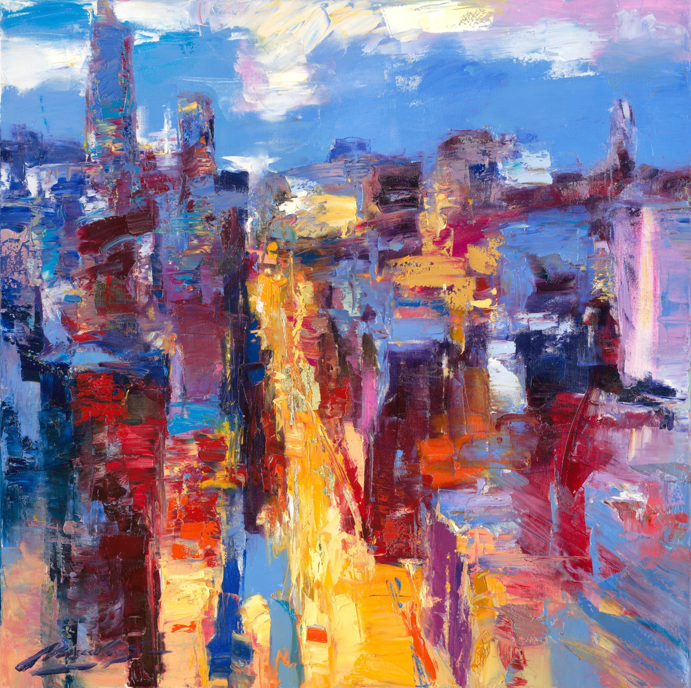 My Love Letter to New York 007 by Sergei Moskalev - Oil and Gold Leaf on Canvas