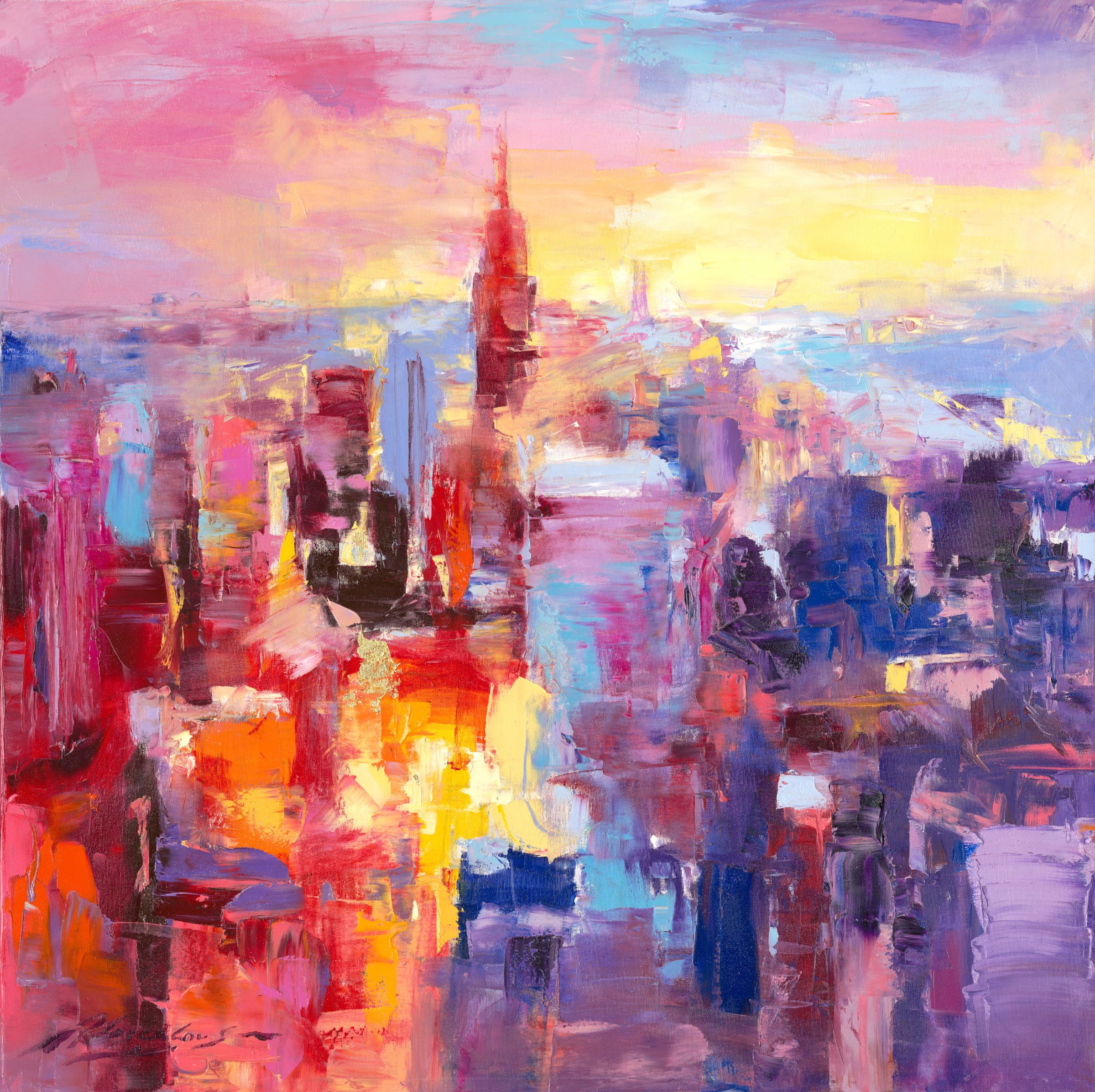 My Love Letter to New York 008 by Sergei Moskalev - Oil and Gold Leaf on Canvas