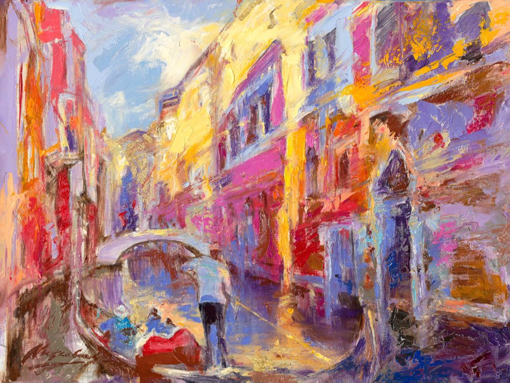 My Love Letter to Venice 001 by Sergei Moskalev - Oil and Gold Leaf on Canvas