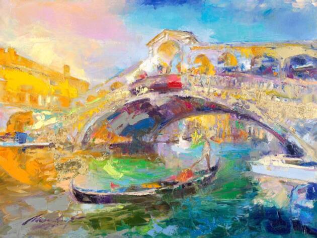 My Love Letter to Venice 002 by Sergei Moskalev - Oil and Gold Leaf on Canvas