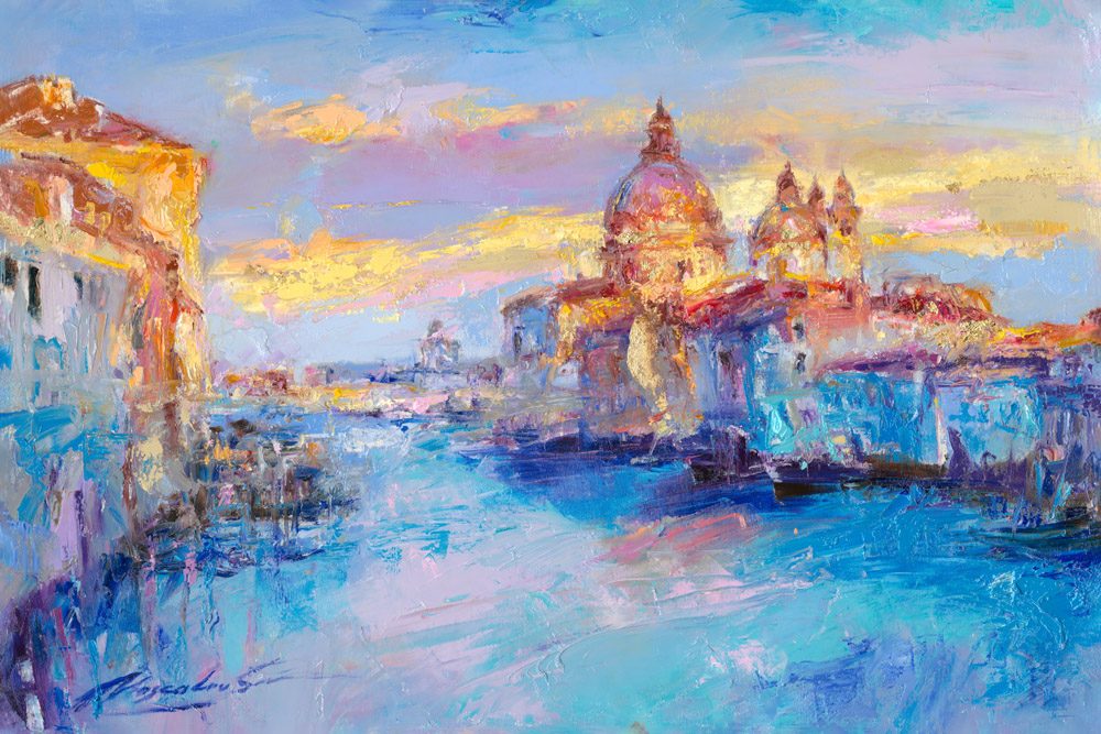 My Love Letter to Venice 005 by Sergei Moskalev - Oil and Gold Leaf on Canvas