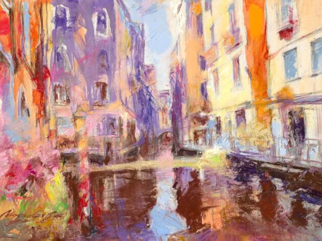 My Love Letter to Venice 006 by Sergei Moskalev - Oil and Gold Leaf on Canvas