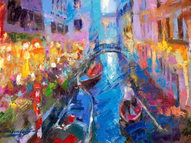 My Love Letter to Venice 007 by Sergei Moskalev - Oil and Gold Leaf on Canvas