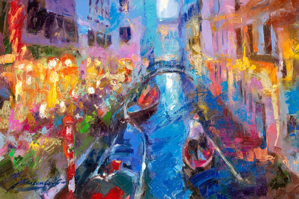 My Love Letter to Venice 007 by Sergei Moskalev - Oil and Gold Leaf on Canvas