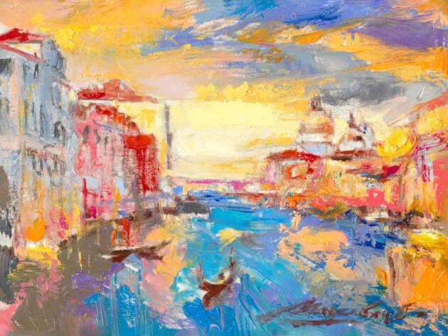 My Love Letter to Venice 010 by Sergei Moskalev - Oil and Gold Leaf on Canvas