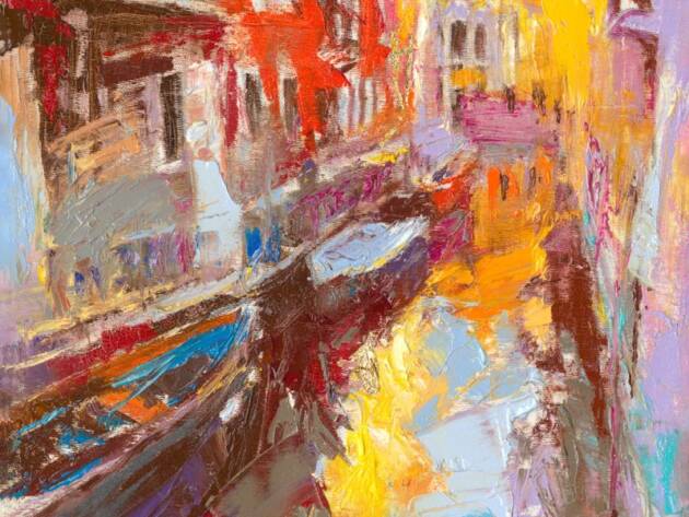 My Love Letter to Venice 012 by Sergei Moskalev - Oil and Gold Leaf on Canvas