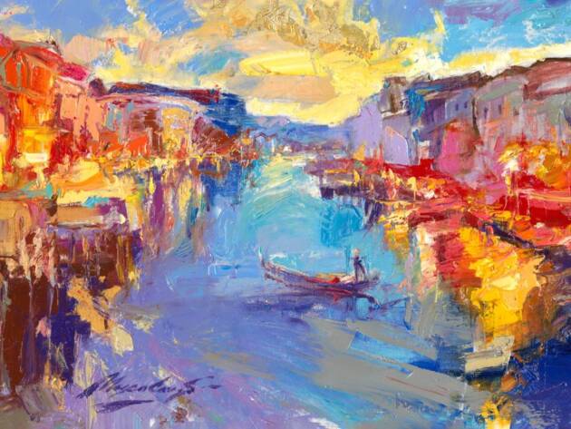 My Love Letter to Venice 015 by Sergei Moskalev - Oil and Gold Leaf on Canvas