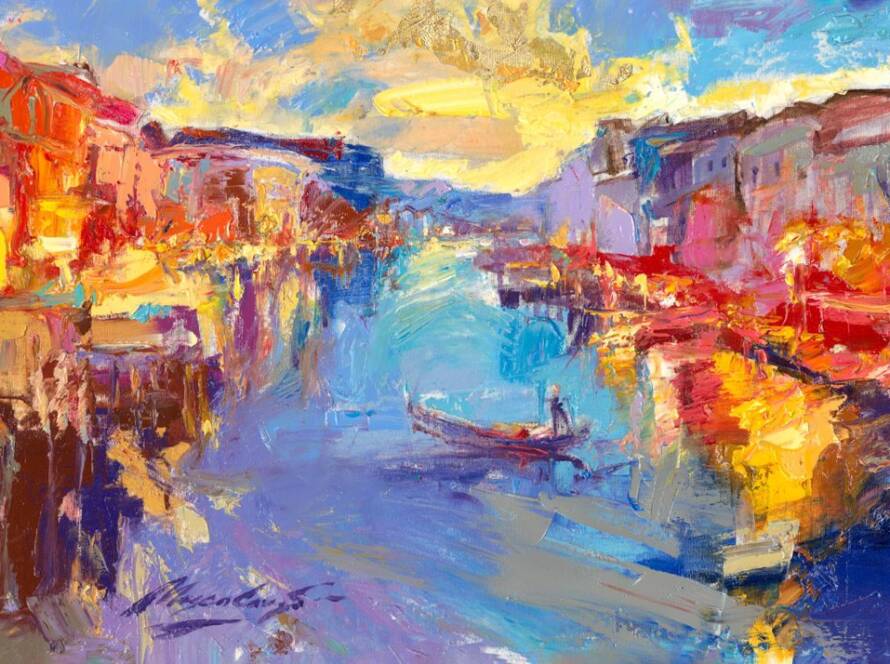 My Love Letter to Venice 015 by Sergei Moskalev - Oil and Gold Leaf on Canvas