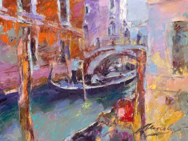 My Love Letter to Venice 016 by Sergei Moskalev - Oil and Gold Leaf on Canvas