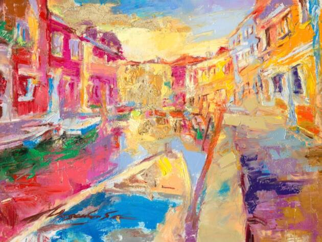 My Love Letter to Venice 017 by Sergei Moskalev - Oil and Gold Leaf on Canvas