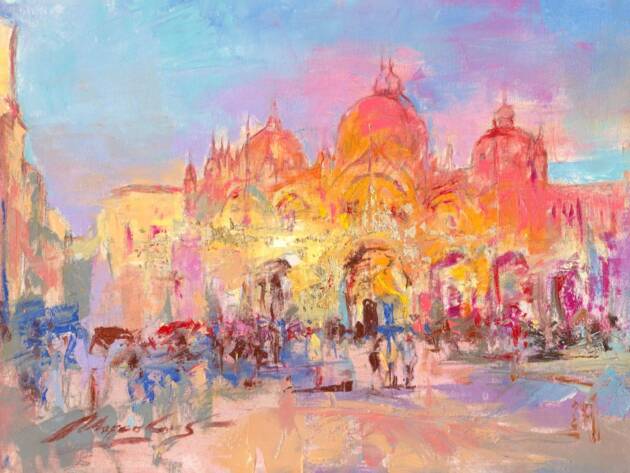My Love Letter to Venice 018 by Sergei Moskalev - Oil and Gold Leaf on Canvas