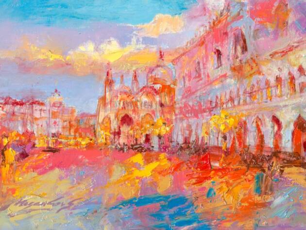 My Love Letter to Venice 022 by Sergei Moskalev - Oil and Gold Leaf on Canvas