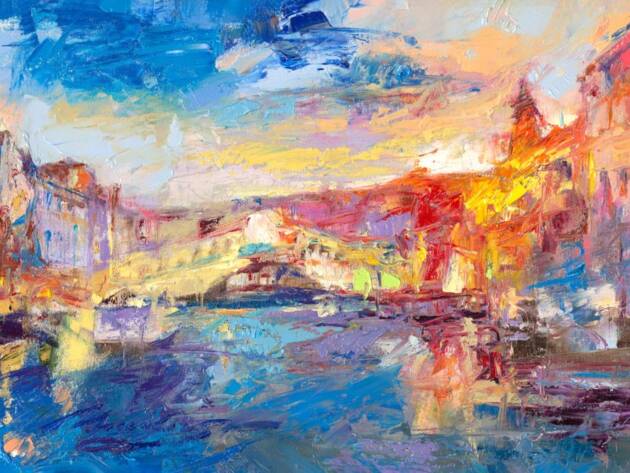 My Love Letter to Venice 024 by Sergei Moskalev - Oil and Gold Leaf on Canvas