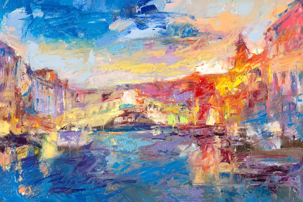 My Love Letter to Venice 024 by Sergei Moskalev - Oil and Gold Leaf on Canvas