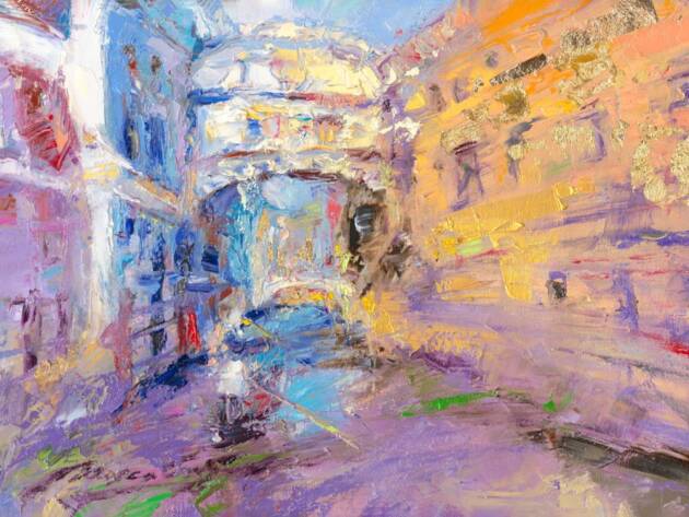 My Love Letter to Venice 028 by Sergei Moskalev - Oil and Gold Leaf on Canvas