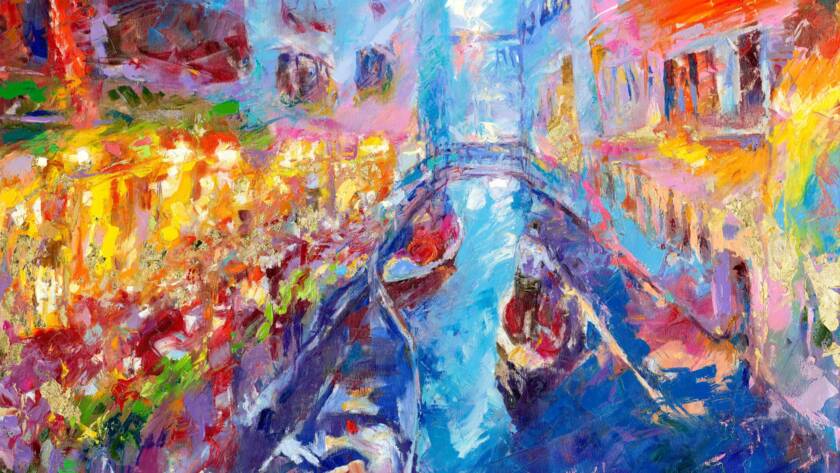 My Love Letter to Venice 029 by Sergei Moskalev - Oil and Gold Leaf on Canvas