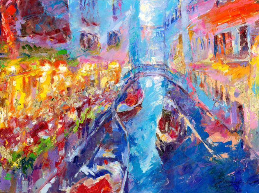 My Love Letter to Venice 029 by Sergei Moskalev - Oil and Gold Leaf on Canvas