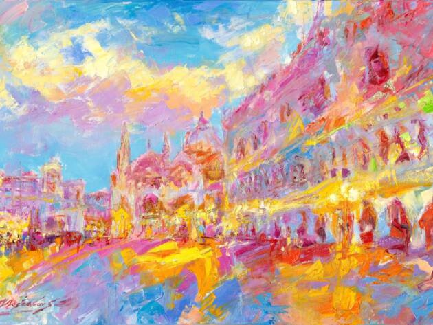 My Love Letter to Venice 030 by Sergei Moskalev - Oil and Gold Leaf on Canvas