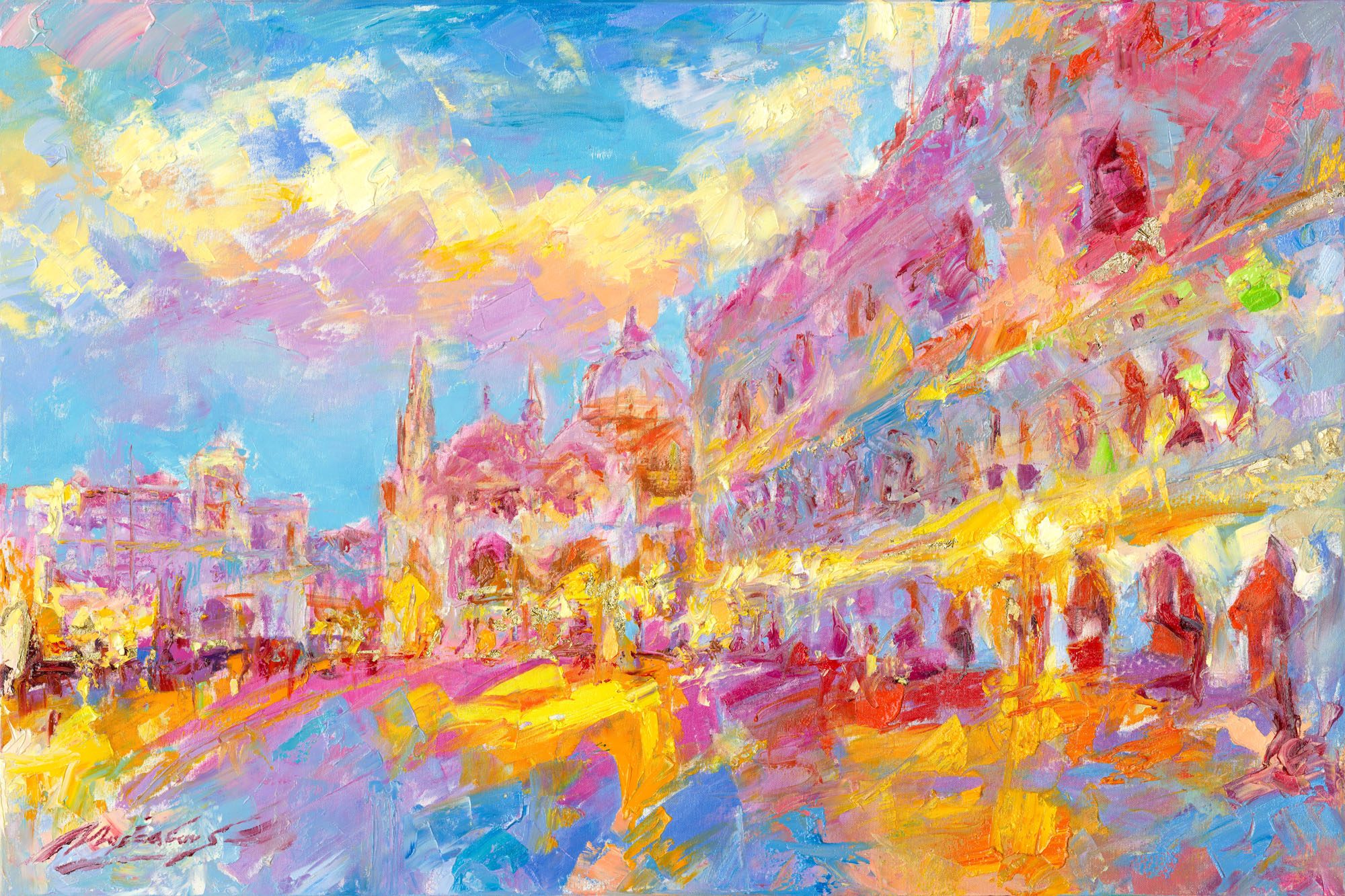 My Love Letter to Venice 030 by Sergei Moskalev - Oil and Gold Leaf on Canvas