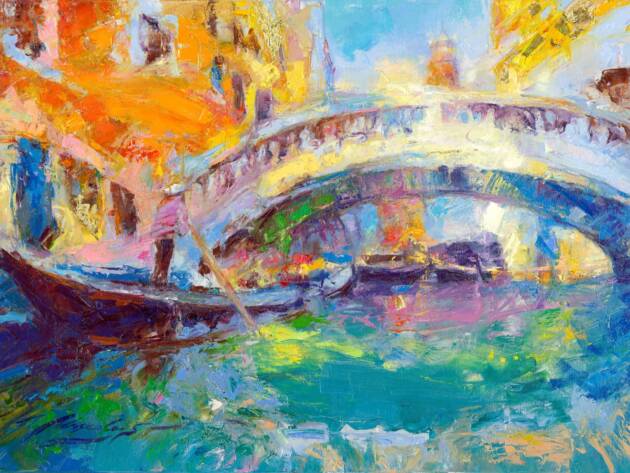 My Love Letter to Venice 031 by Sergei Moskalev - Oil and Gold Leaf on Canvas