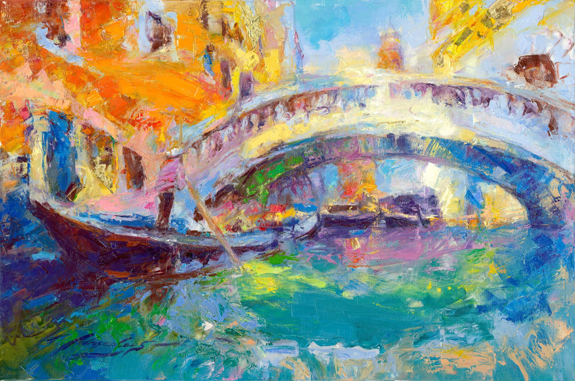 My Love Letter to Venice 031 by Sergei Moskalev - Oil and Gold Leaf on Canvas