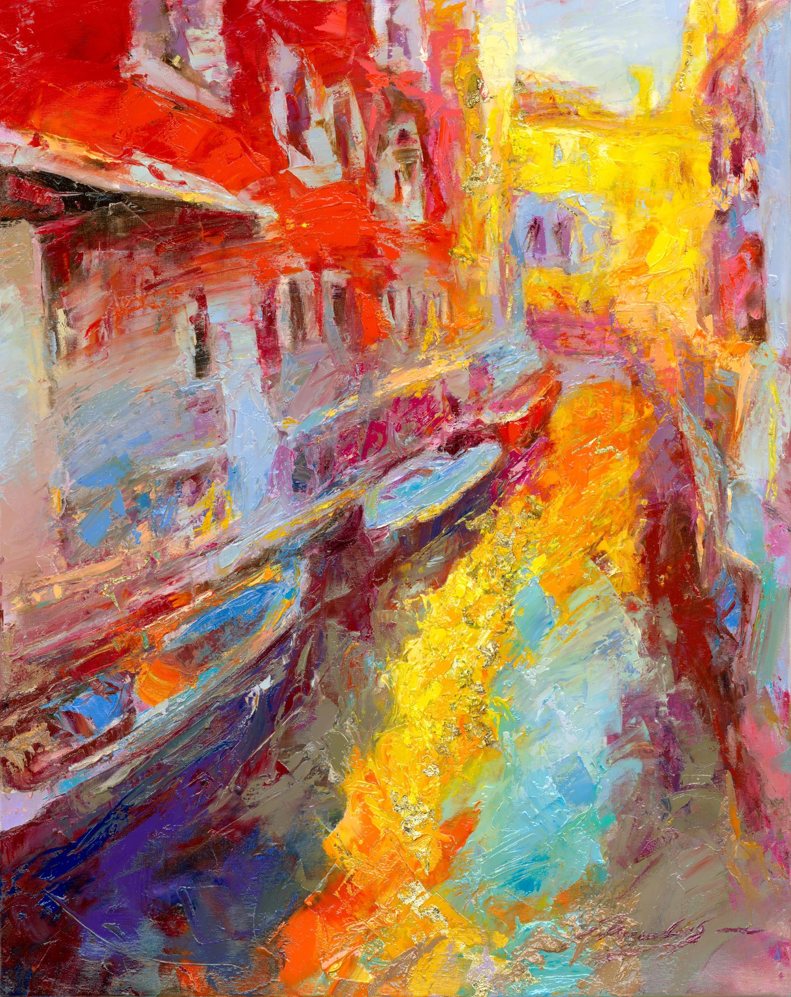 My Love Letter to Venice 033 by Sergei Moskalev - Oil and Gold Leaf on Canvas