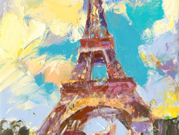 Atmospheric Paris city scene painting by Sergei Moskalev