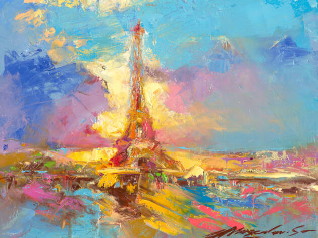 European romantic impressionist Paris painting by Sergei Moskalev