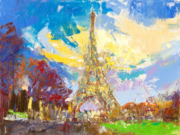 Romantic Paris cityscape painting by Sergei Moskalev